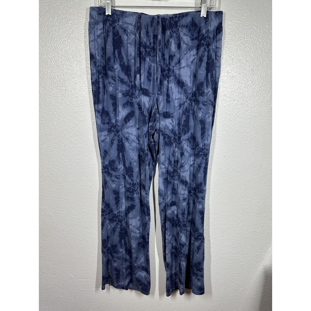 Old Navy Pants‎ Womens Large Blue Tie Dye Lounge Wide Leg Pull On Elastic Waist